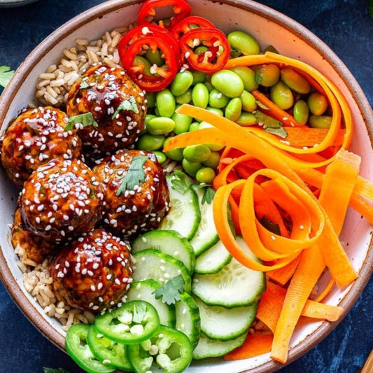 Asian Turkey Meatball Bowls