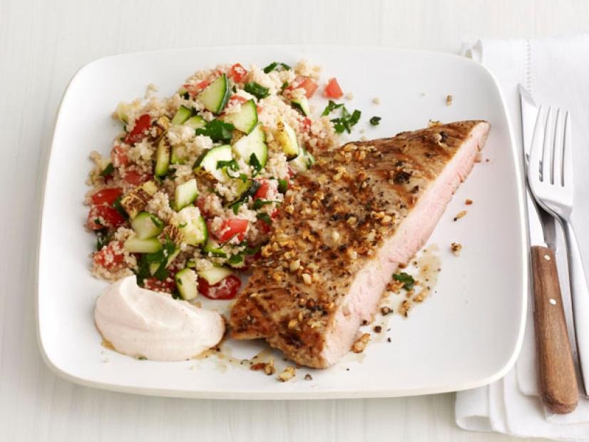 Grilled Pork Chops with Zucchini Couscous
