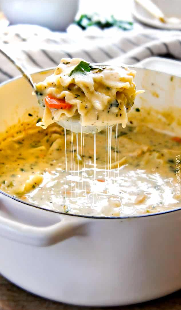 White Chicken Lasagna Soup