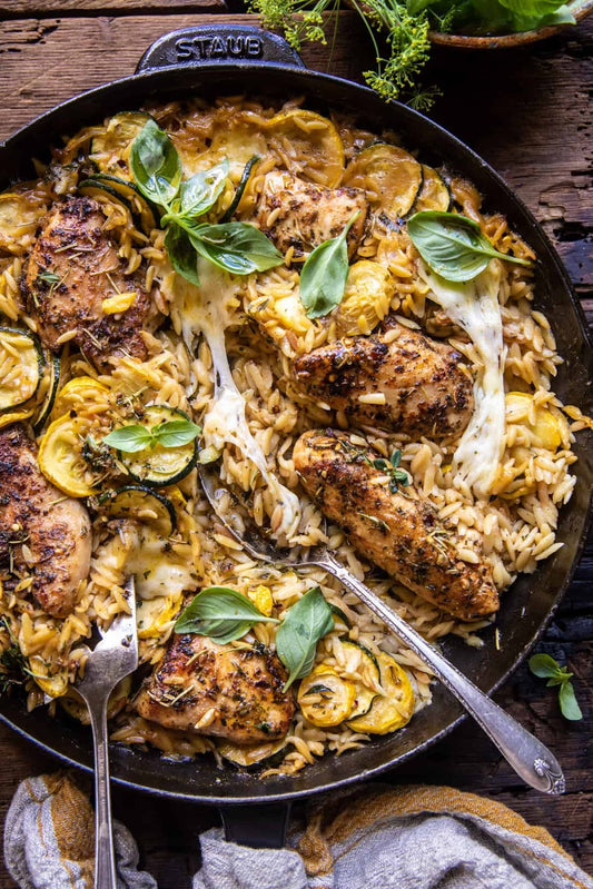 Herbed Buttered Chicken and Zucchini Orzo