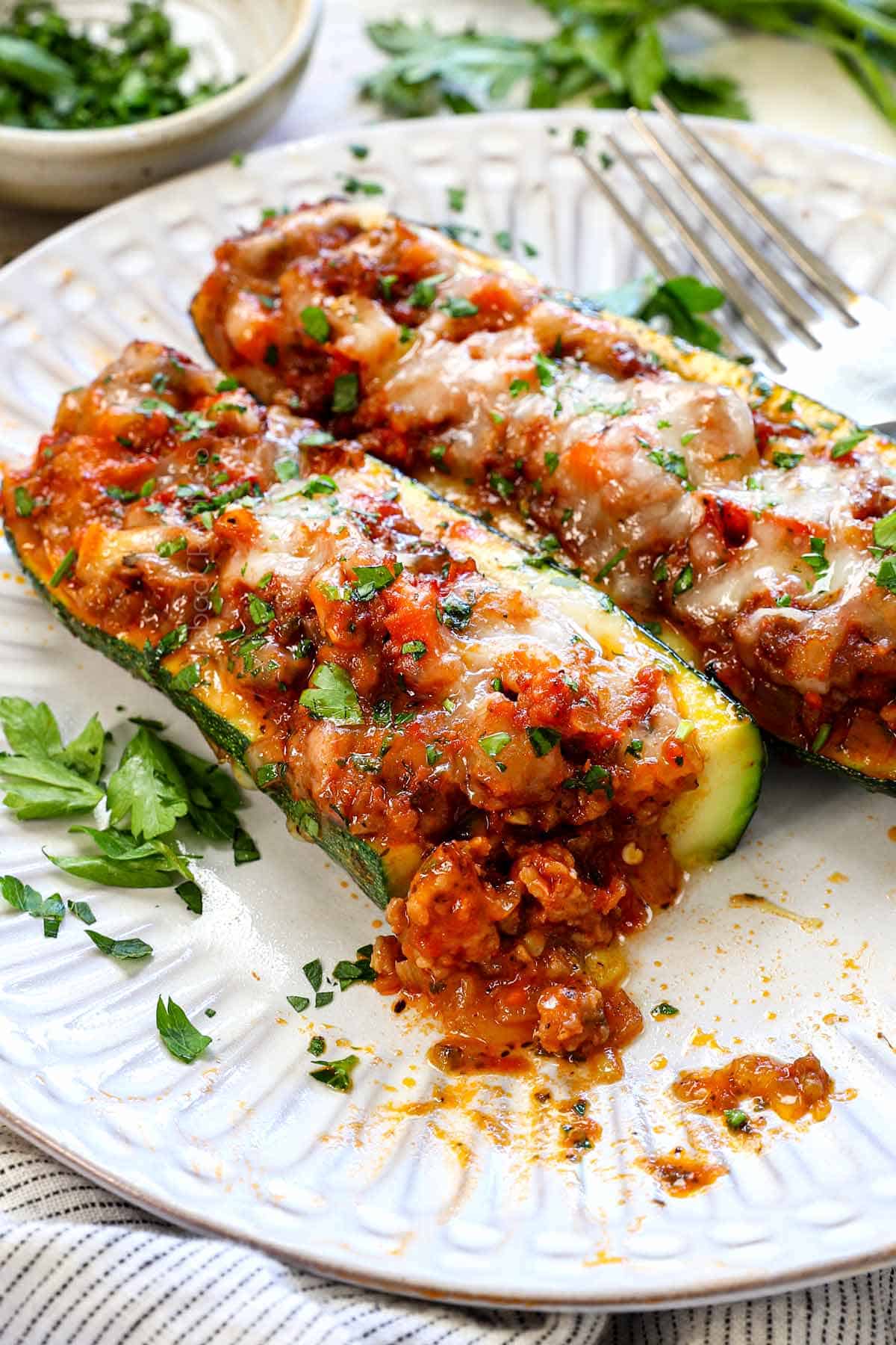 Italian Sausage Zucchini Boats